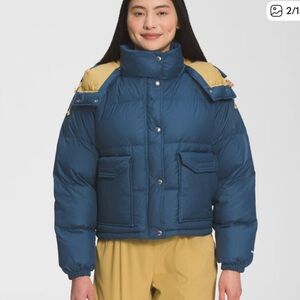 The North Face Blue and Yellow Puffer Jacket